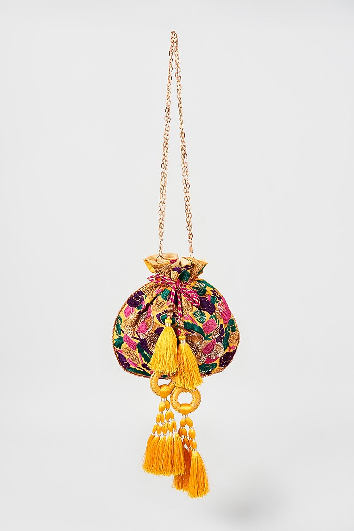Multi-Colored Embroidered Potli by The Purple Sack at Pernia's Pop Up Shop