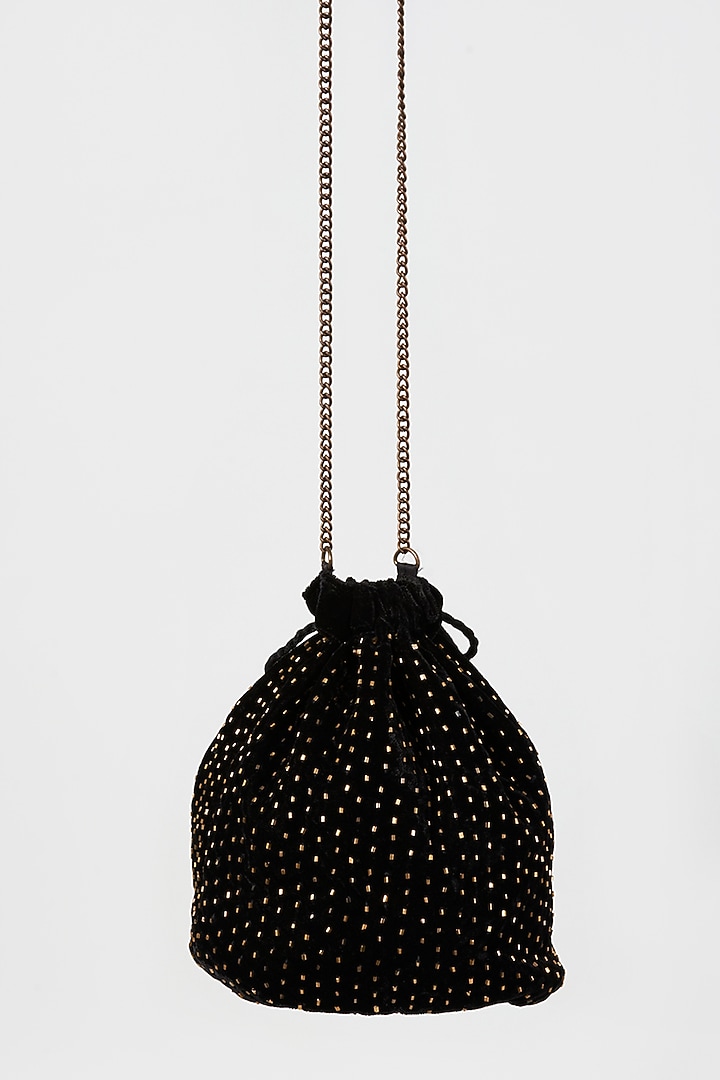 Black Velvet Potli by The Purple Sack at Pernia's Pop Up Shop