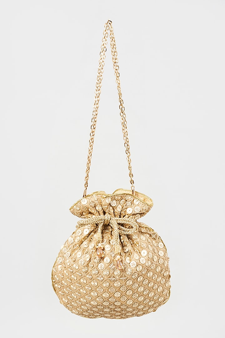 Gold Embroidered Potli by The Purple Sack at Pernia's Pop Up Shop