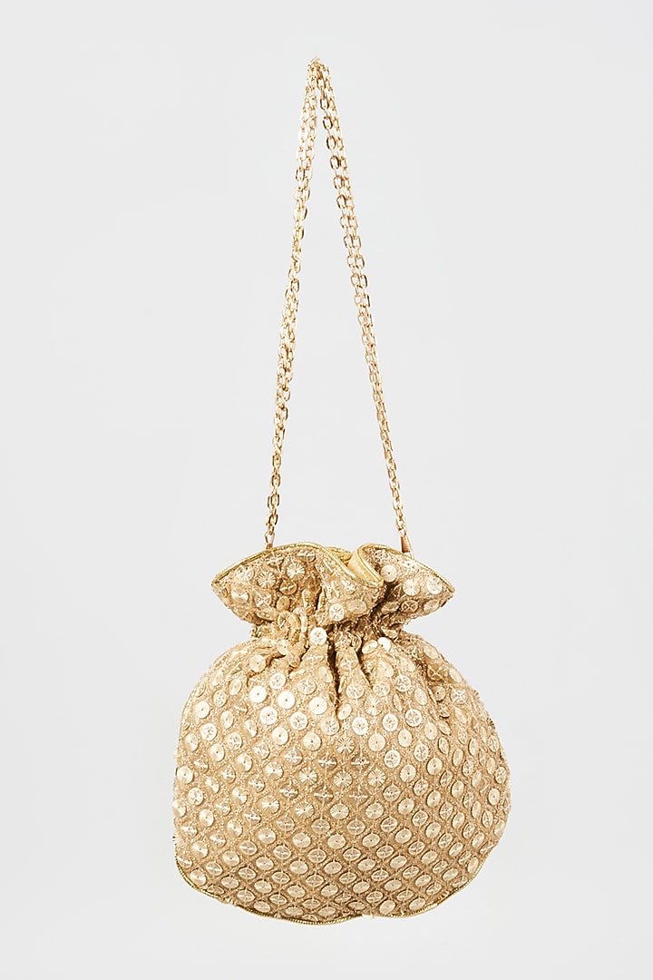 Gold Embroidered Potli by The Purple Sack at Pernia's Pop Up Shop