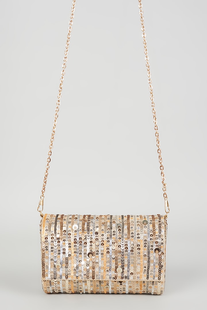 Gold Hand Embroidered Clutch by The Purple Sack at Pernia's Pop Up Shop