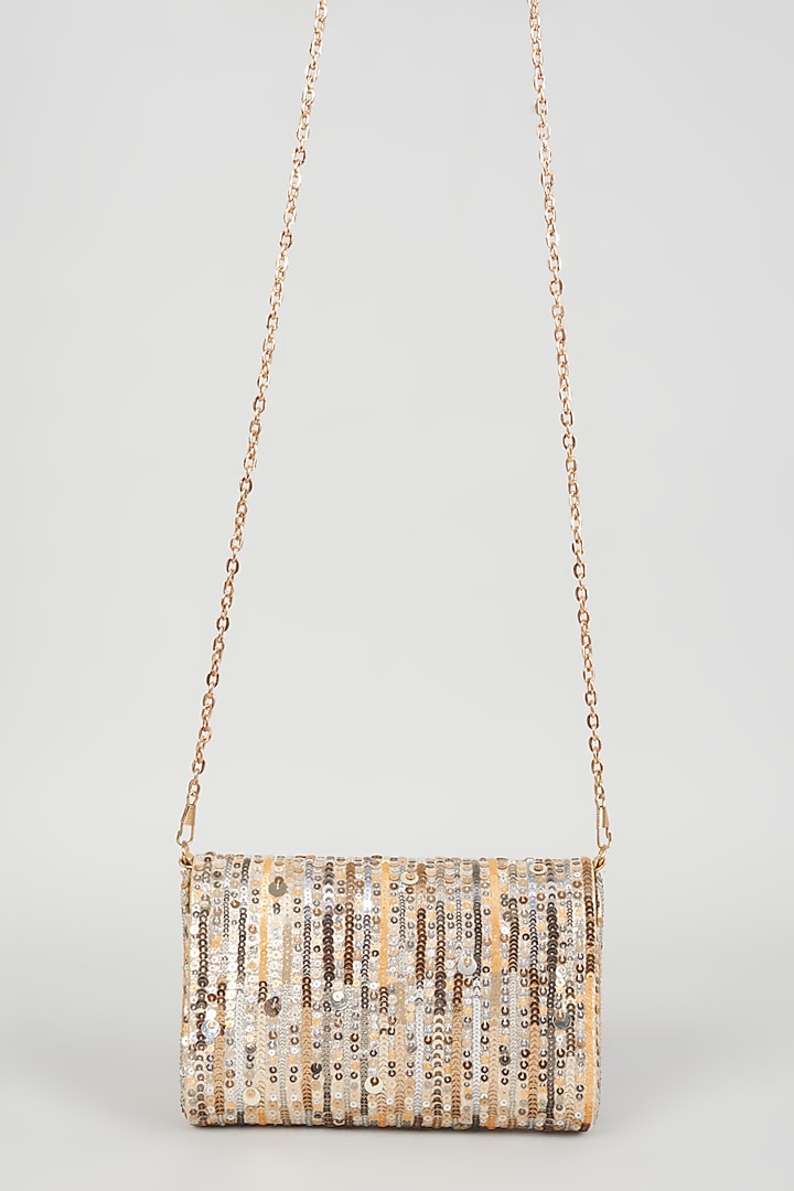 Gold Hand Embroidered Clutch by The Purple Sack at Pernia's Pop Up Shop