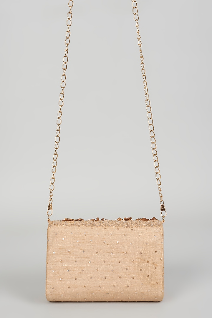 Gold Clutch With Hand Embroidery by The Purple Sack at Pernia's Pop Up Shop