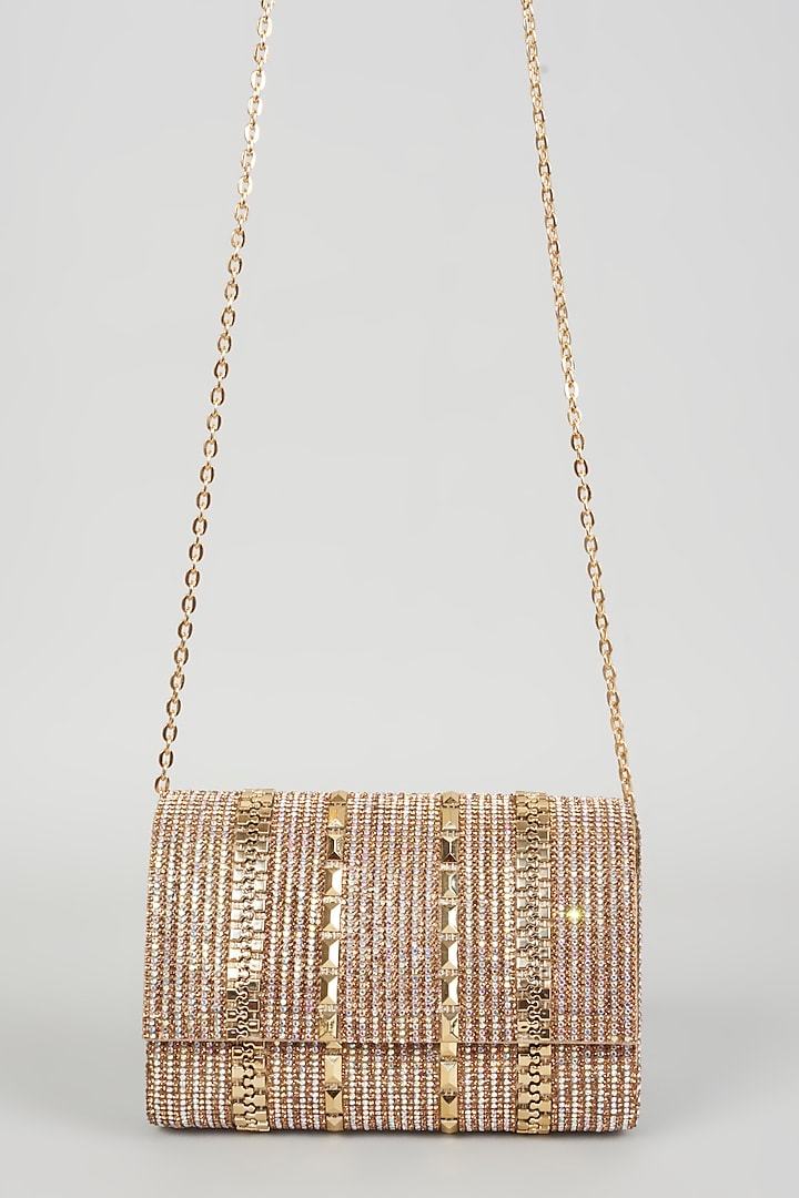 Gold Embellished Clutch by The Purple Sack