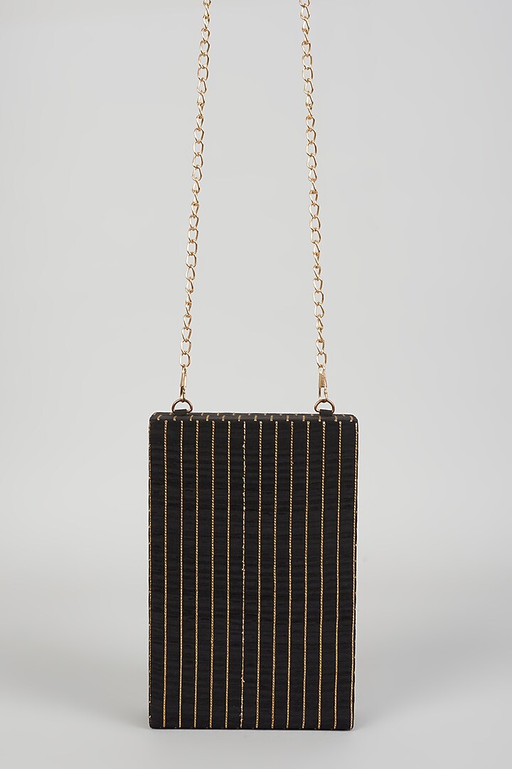 Black Hand Embroidered Clutch by The Purple Sack at Pernia's Pop Up Shop