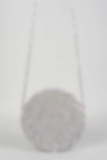 Silver Hand Embroidered Sling Bag by The Purple Sack