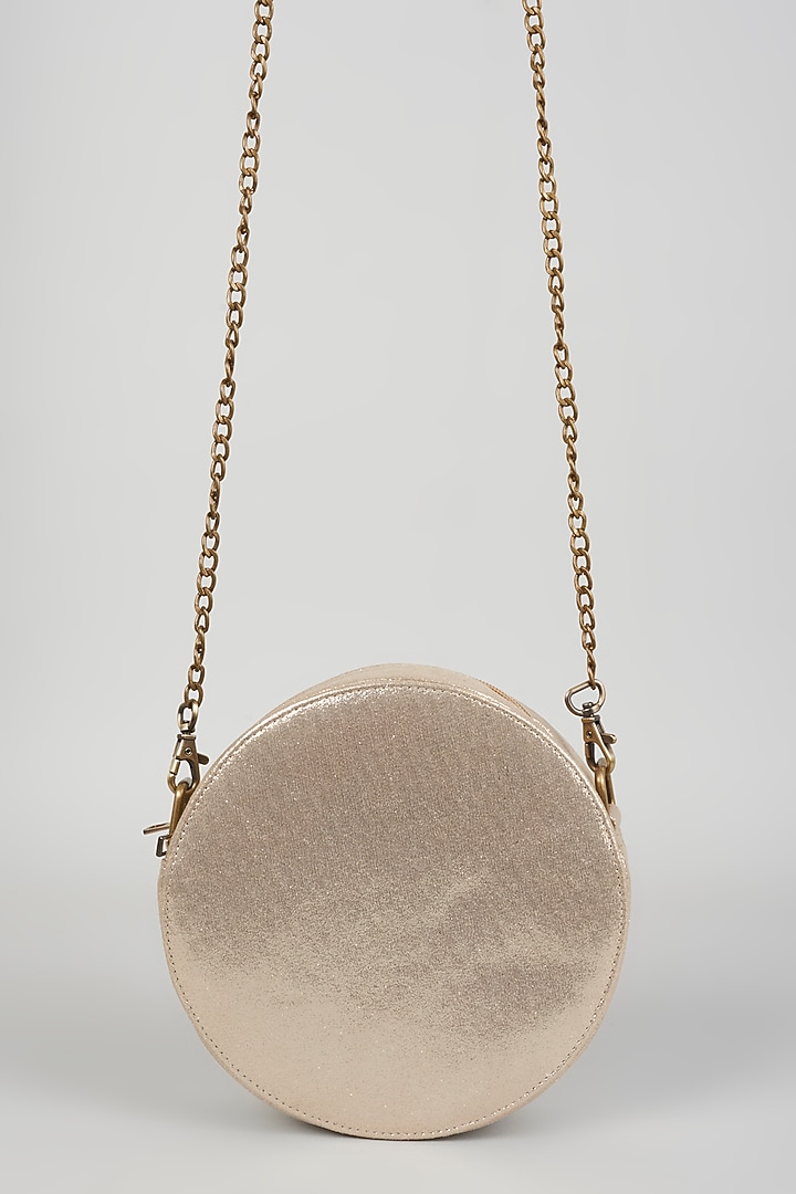 Silver Hand Embroidered Sling Bag by The Purple Sack at Pernia's Pop Up Shop