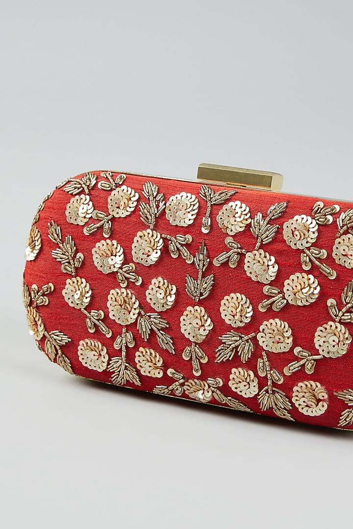 Red Hand Embroidered Clutch Bag by The Purple Sack at Pernia's Pop Up Shop