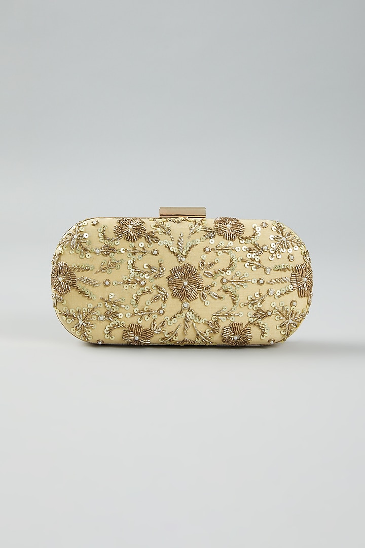 Gold Raw Silk Clutch Bag by The Purple Sack at Pernia's Pop Up Shop