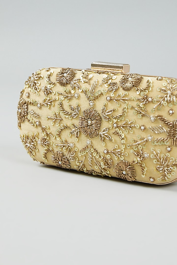 Gold Raw Silk Clutch Bag by The Purple Sack at Pernia's Pop Up Shop