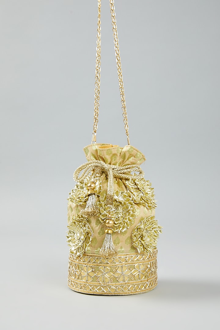 Gold Embroidered Potli by The Purple Sack at Pernia's Pop Up Shop