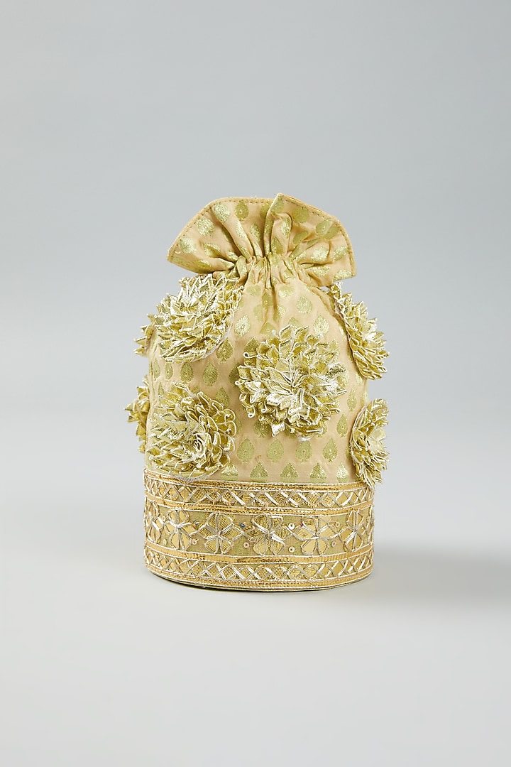 Gold Embroidered Potli by The Purple Sack at Pernia's Pop Up Shop