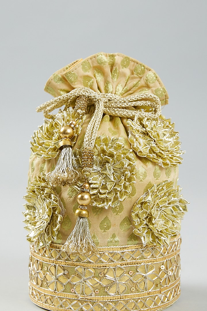 Gold Embroidered Potli by The Purple Sack at Pernia's Pop Up Shop