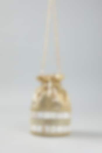 Gold Raw Silk Potli by The Purple Sack at Pernia's Pop Up Shop