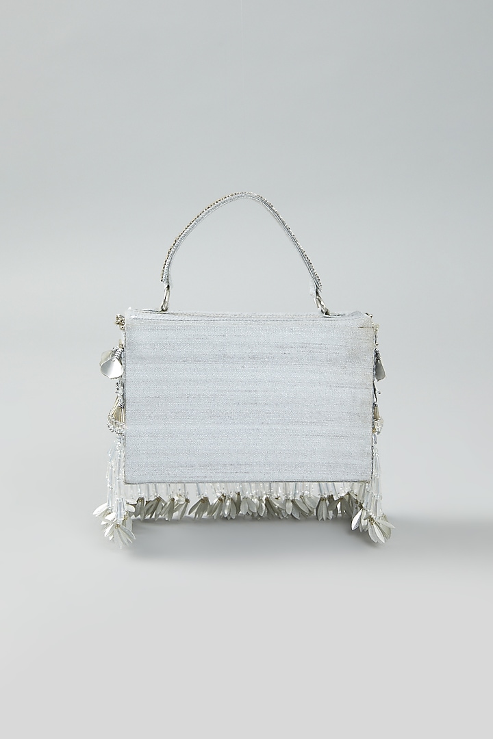 Silver Embroidered Clutch Bag by The Purple Sack at Pernia's Pop Up Shop