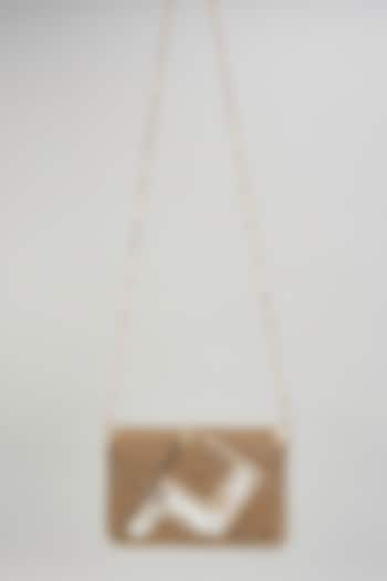 Gold Raw Silk Embellished Clutch by The Purple Sack at Pernia's Pop Up Shop