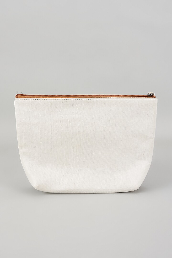 Multi-Colored Raw Silk Embroidered Travel Pouch by The Purple Sack at Pernia's Pop Up Shop