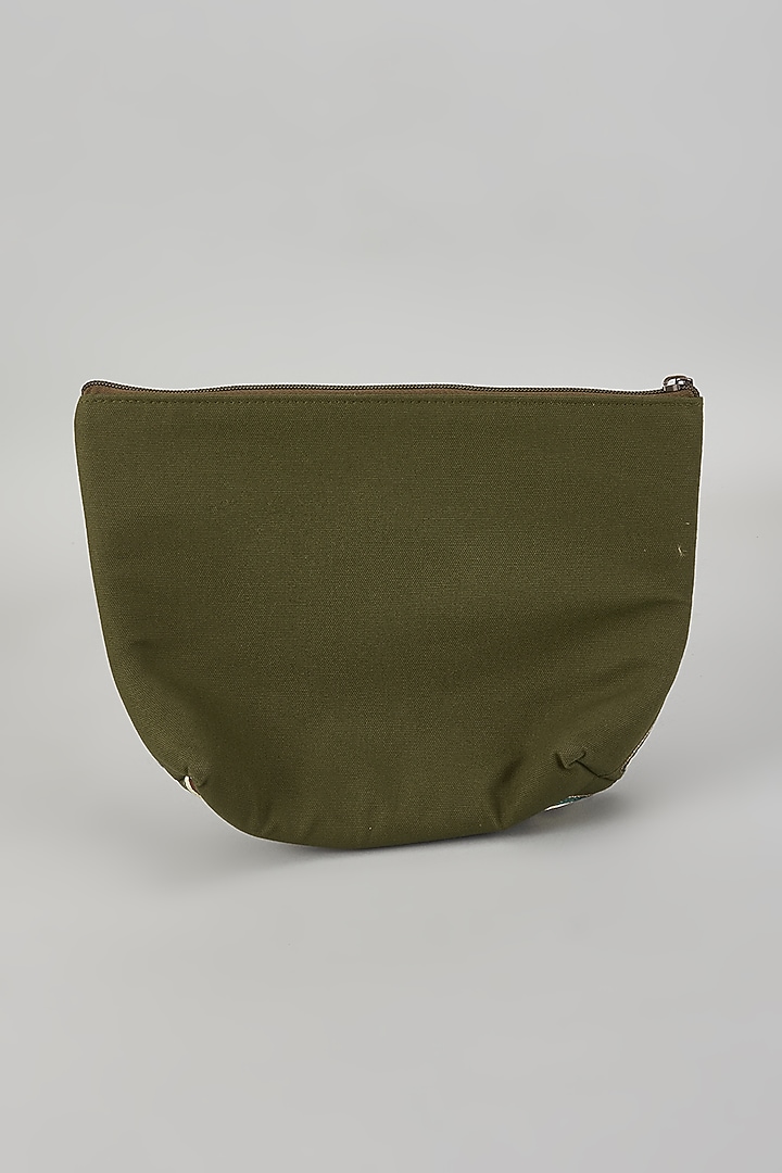 Multi-Colored Canvas Machine Embroidered Travel Pouch by The Purple Sack at Pernia's Pop Up Shop