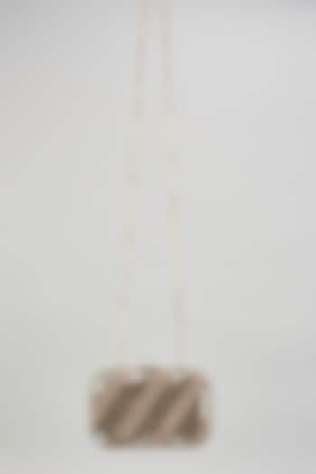 Golden Raw Silk Hand Embroidered Box Clutch by The Purple Sack at Pernia's Pop Up Shop