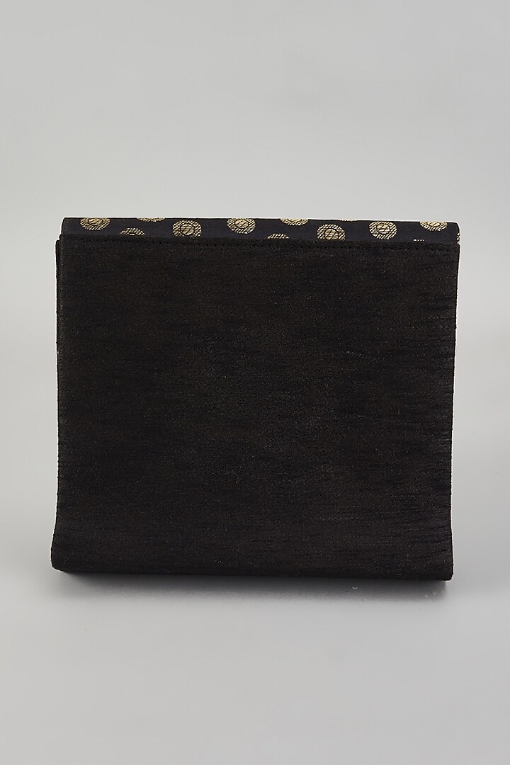 Black Raw Silk Handcrafted Clutch Cum Sling Bag by The Purple Sack at Pernia's Pop Up Shop