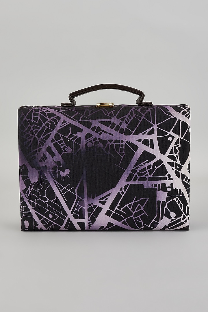 Multi-Colored Canvas Digital Printed Box Clutch by The Purple Sack
