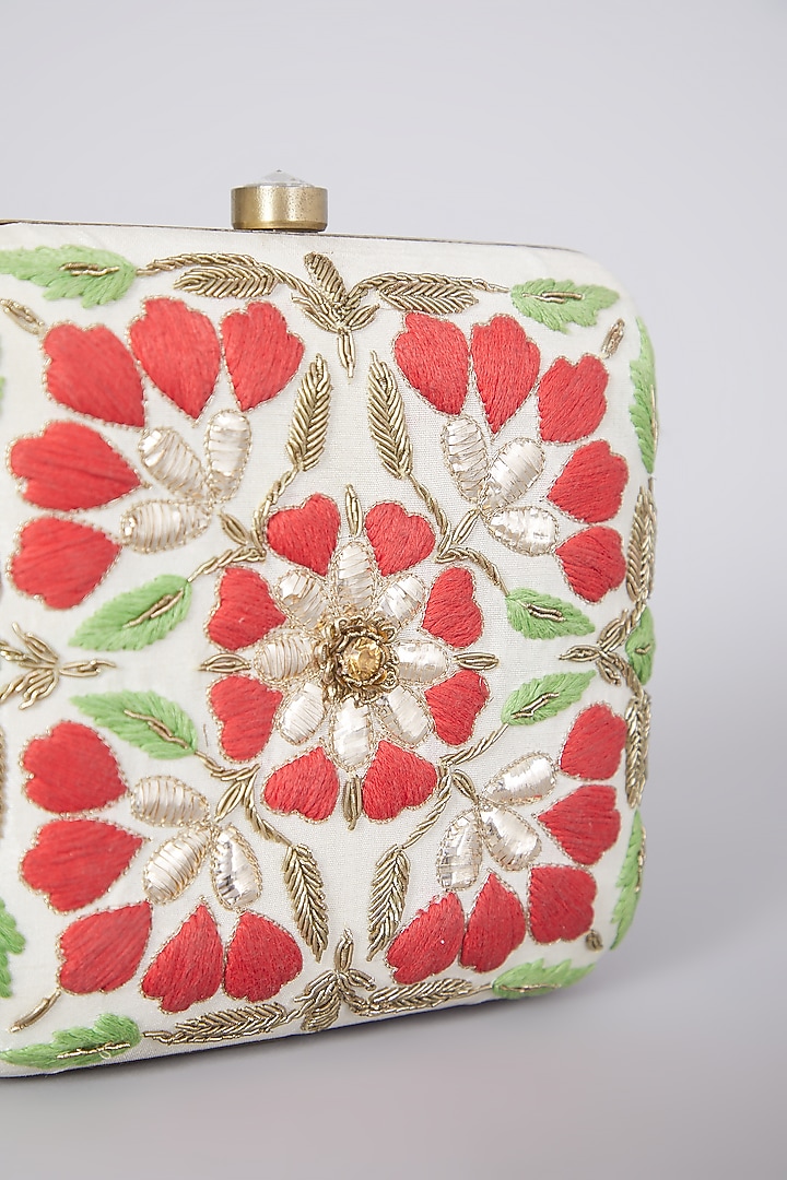 Multi Coloured Clutch With Hand Embroidery by The Purple Sack at Pernia's Pop Up Shop