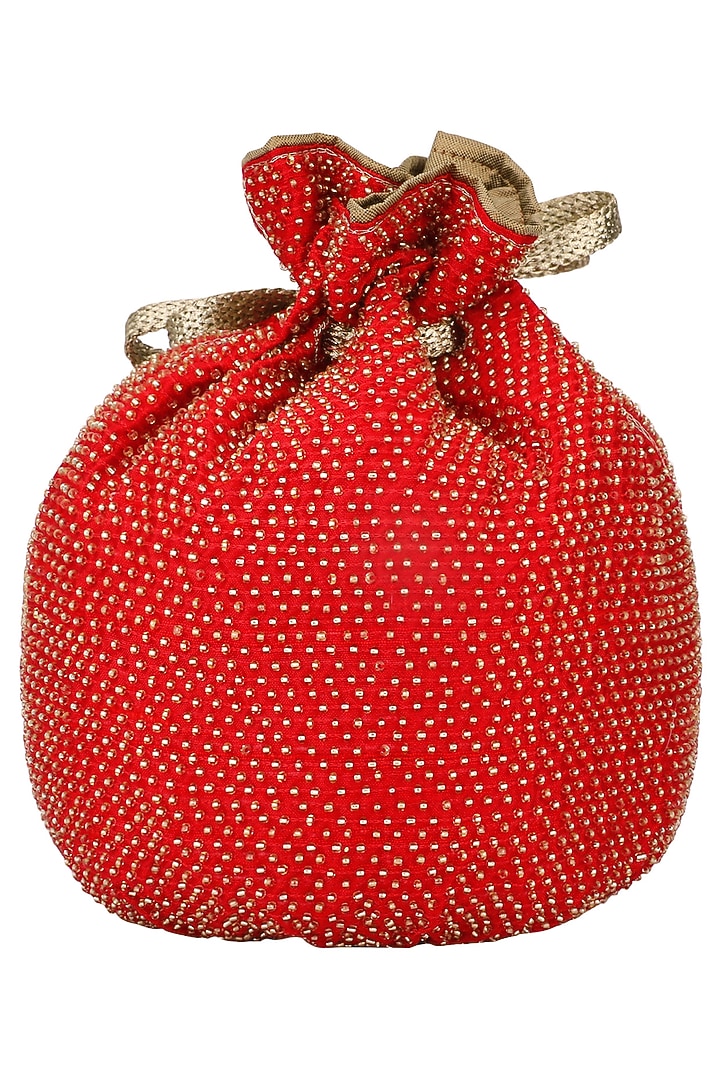 Red beads embroidered potli bag available only at Pernia's Pop Up Shop.