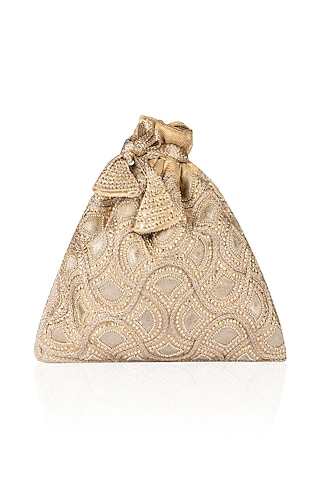 Gold Zardozi and Stone Work Potli Bag by The Pink Potli