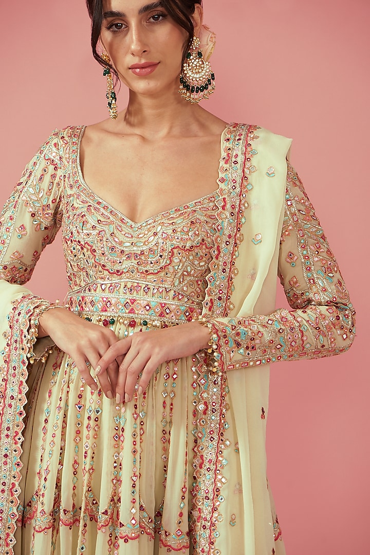 Green Georgette Embroidered Bridal Anarkali Set by Tamanna Punjabi Kapoor at Pernia's Pop Up Shop