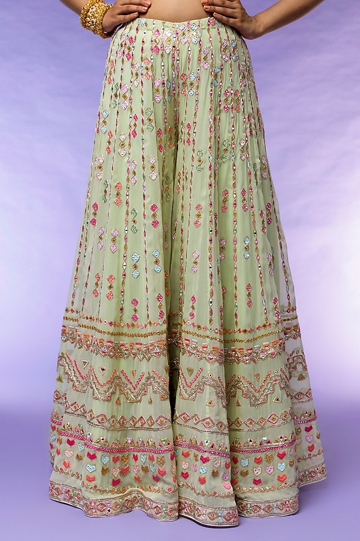 Mint Georgette Embroidered Bridal Sharara Set by Tamanna Punjabi Kapoor at Pernia's Pop Up Shop
