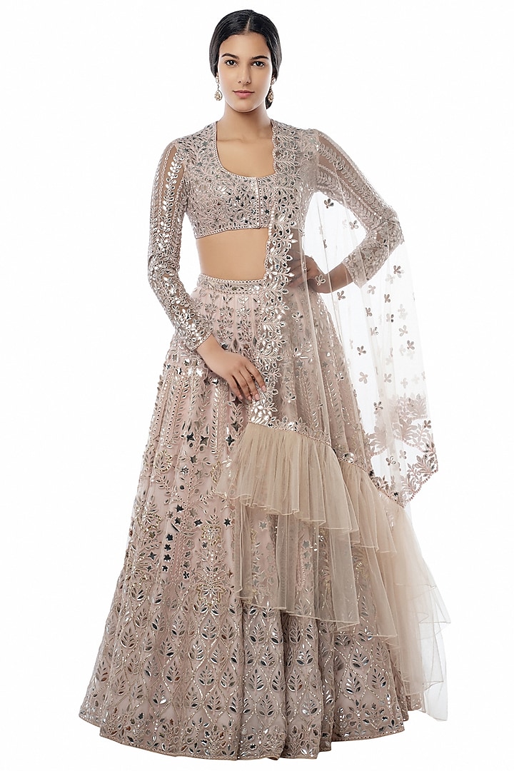 Blush Pink Embroidered Bridal Lehenga Set by Tamanna Punjabi Kapoor at Pernia's Pop Up Shop