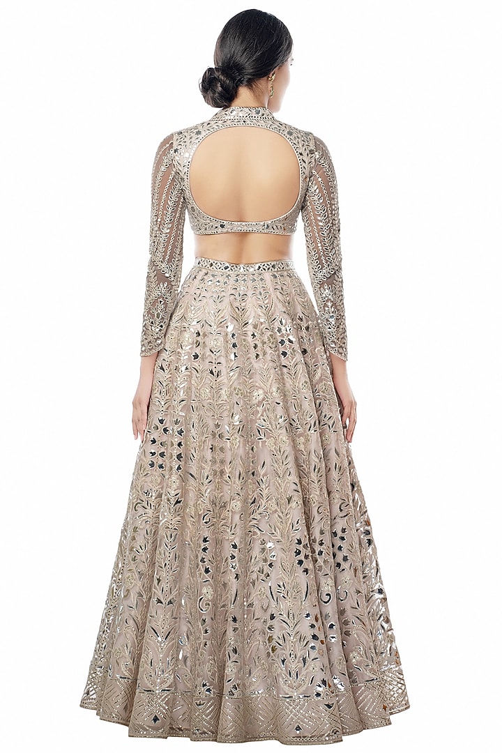 Blush Peach Embroidered Bridal Lehenga Set by Tamanna Punjabi Kapoor at Pernia's Pop Up Shop