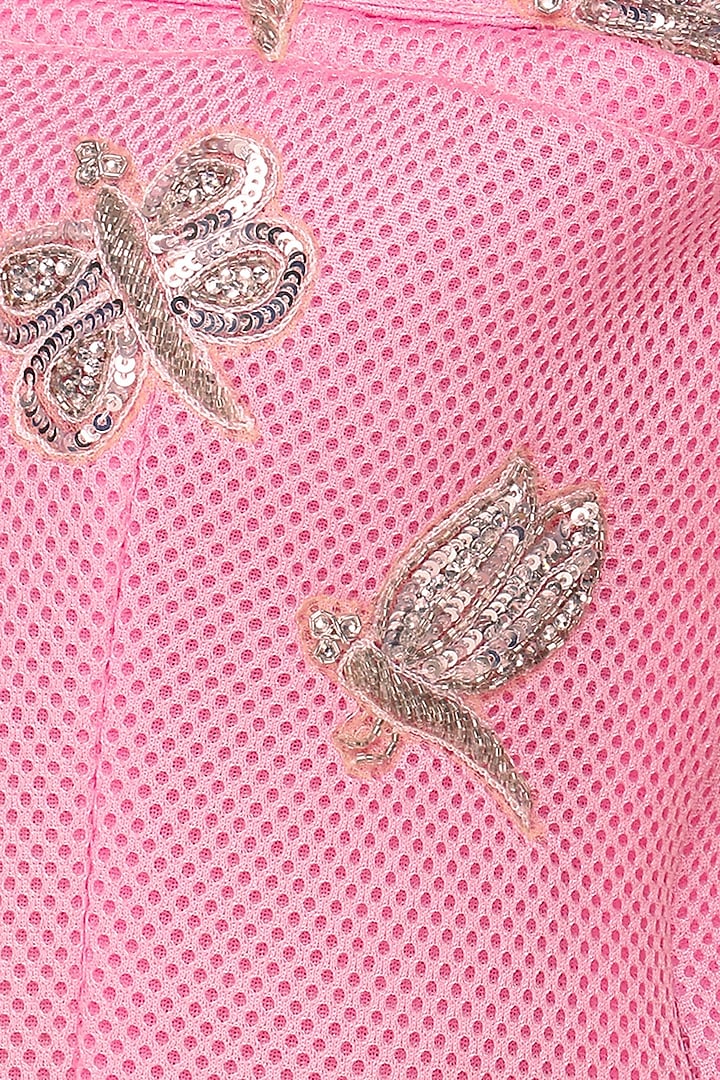 Pink embroidered crop top with pencil skirt set available only at Pernia's Pop Up Shop.