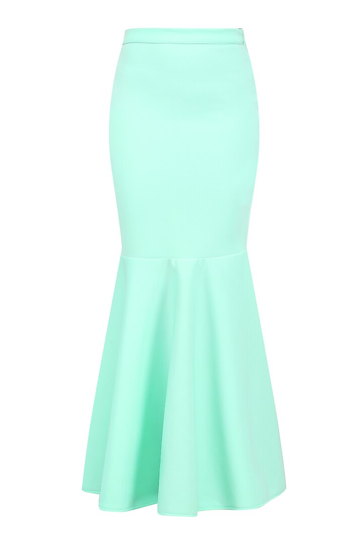 Seafoam embroidered crop top and skirt set available only at Pernia's Pop Up Shop.