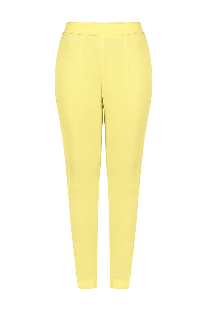 Soft yellow frilled peplum tunic and pants available only at Pernia's Pop Up Shop.