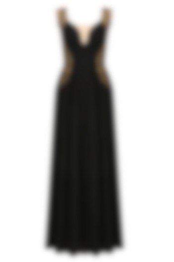 Black onyx sweetheart neck jumpsuit by Tanya Patni