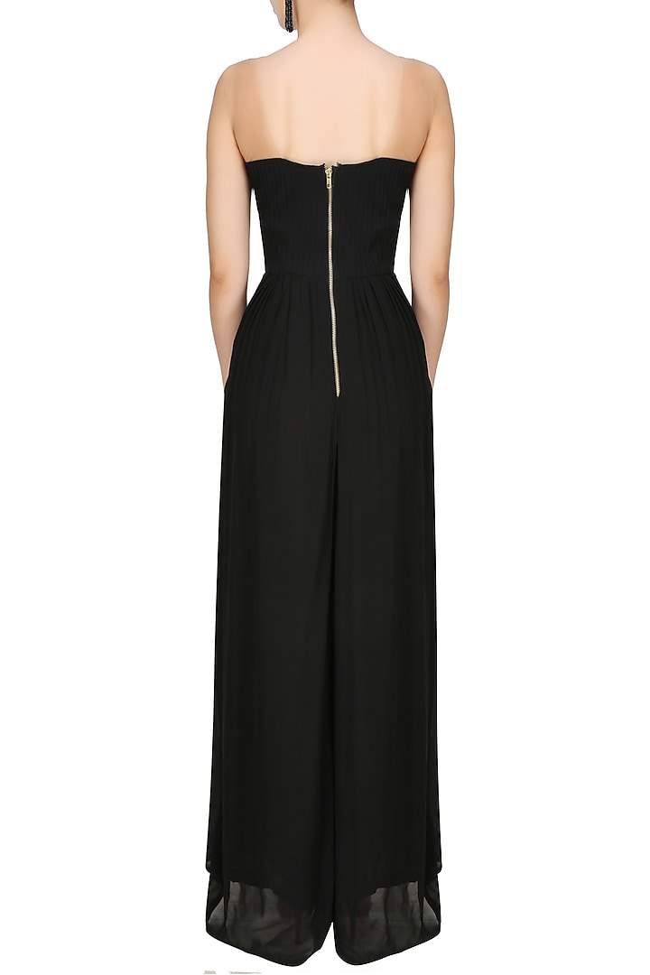 Tanya Patni presents Black onyx sweetheart neck jumpsuit available only at Pernia's Pop Up Shop.