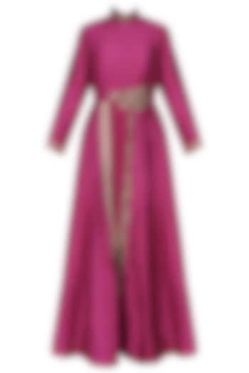 Boysenberry dori front slit kurta and black pencil pants by Tanya Patni