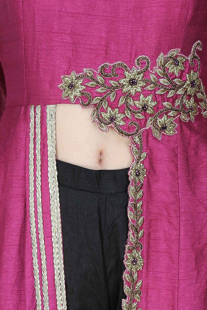 Tanya Patni presents Boysenberry dori front slit kurtaand black pencil pants available only at Pernia's Pop Up Shop.