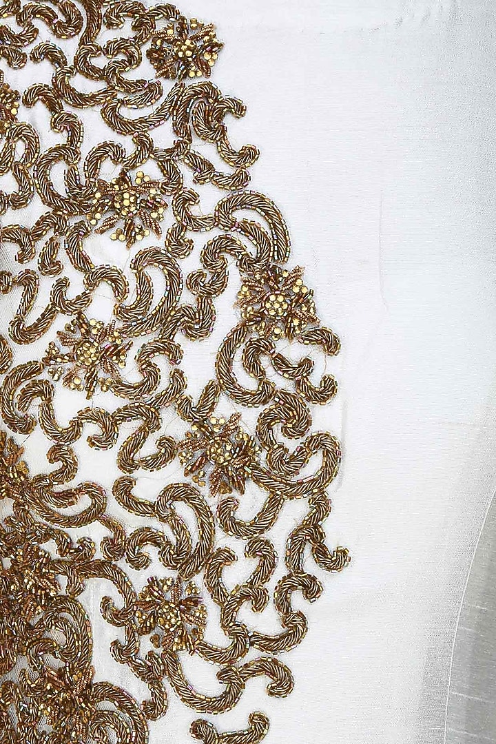 Tanya Patni presents Smoke white zardozi embroidered gown available only at Pernia's Pop Up Shop.