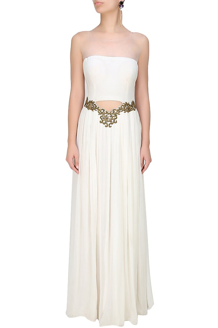 Tanya Patni presents Ghost white cutout sheer mesh available only at Pernia's Pop Up Shop.