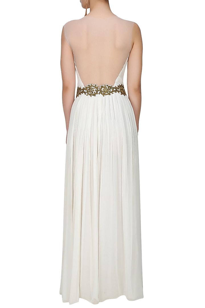 Tanya Patni presents Ghost white cutout sheer mesh available only at Pernia's Pop Up Shop.