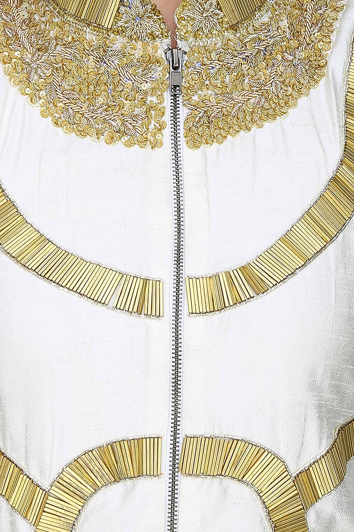 Tanya Patni presents White Metal pipe work pencil skirt and blazer jacket available only at Pernia's Pop Up Shop.