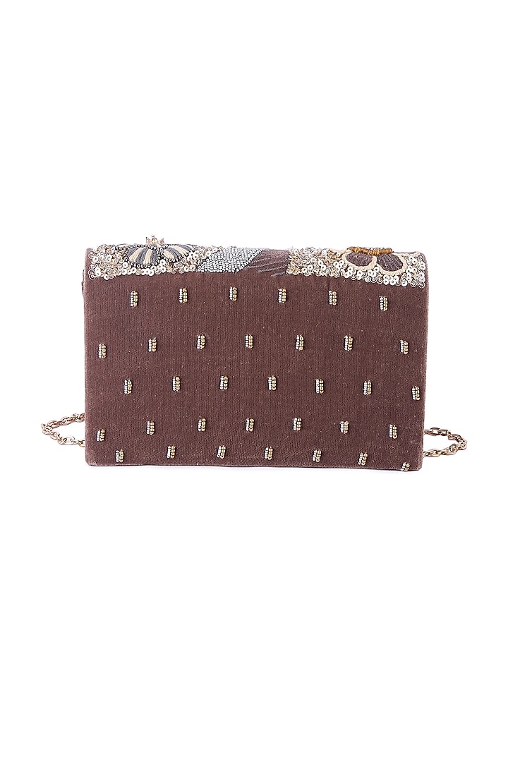Multi-Colored Velvet Hand Embroidered Clutch by The Purple Sack at Pernia's Pop Up Shop