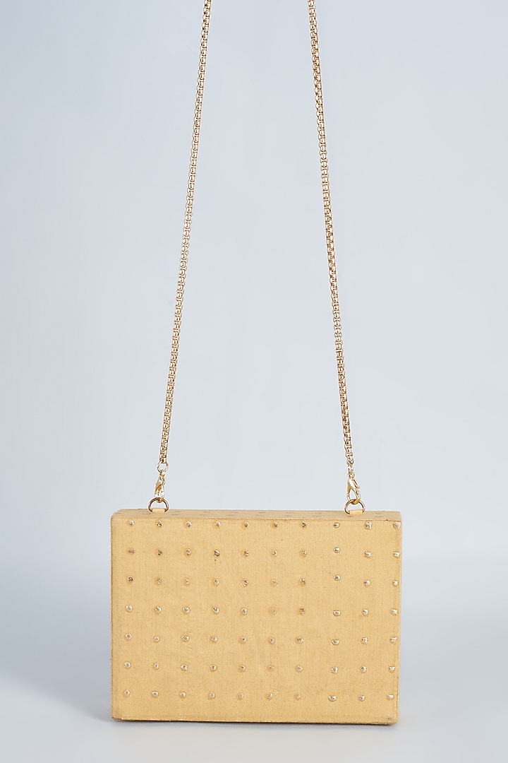 Yellow Raw Silk Hand Embroidered Clutch by The Purple Sack at Pernia's Pop Up Shop