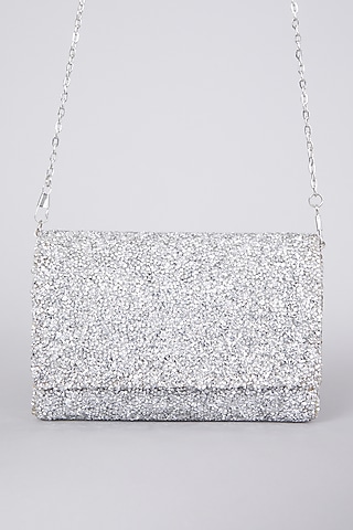 Silver Hand Embellished Clutch  by The Purple Sack