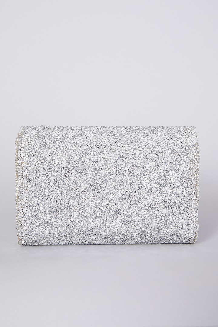 Silver Hand Embellished Clutch  by The Purple Sack at Pernia's Pop Up Shop