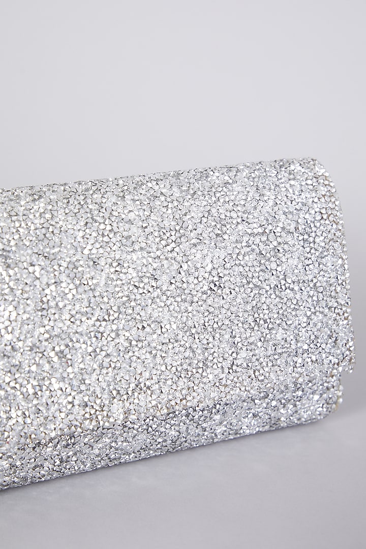 Silver Hand Embellished Clutch  by The Purple Sack at Pernia's Pop Up Shop