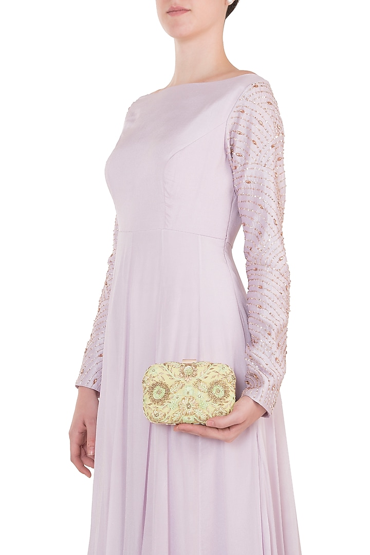 Green embroidered clutch available only at Pernia's Pop Up Shop.