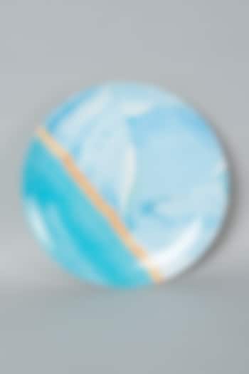 Blue Marble Ceramic Wall Plate by The Quirk India